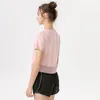 lu Crossway L-1266 tissus à sensation nue hauts d'entraînement de gymnastique en vrac T-shirt de Yoga femmes respirant plaine Fitness Sport chemises à manches courtes 511H #1778747