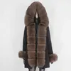 Bluenessfair Vattentät Parka Real Fur Coat Vinterjacka Kvinnor Natural Fur Collar Hood Tjock Varm Ytterkläder Streetwear 211129