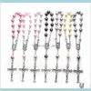 Pearl Vintage Rosary For Men Women Religious Jewelry Many Colors Wi764 Beaded Strands 2Z6Ra