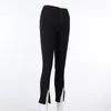 Goth Women Sexy High Waist Black Solid Split Slim Pants Summer Fashion Street Stright Trousers Night Clubwear 210517