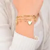Цепочка связи корейская модная из нержавеющая сталь браслет сердца двойной слоистый подарки из золотых украшений фигаро