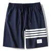 Fashion Stripe Splicing Summer Shorts Mężczyźni Bawełna Casual Beach Drawstring Męskie Duży Rozmiar Luźne Sportswear Krótkie spodnie 210714