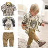 Spring Autumn Kids Baby Boys Clothing Set Fashion Long Sleeve Plaid Shirts+T Shirts+Pants 3pcs Suit Outfits Casual Childrens Clothes