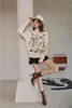 Winter Pullover Sweater Women Embroidered Floral Turtleneck Knitted Jumper Beige Fashion Knitwear 210427