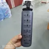 35oz Tritan Plastic 1000ml Gradient Color Sport Bottles Fitness Fliptop Outdoor Bottle With Time Marke