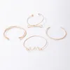 Bangle 4pcs geometrische armbanden armbanden voor vrouwen Fashion Classic Gold Color Accessories Sets 2021 Geschenken Pulseras Mujer