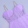 Ocstrade vestido bandage midi jurk herfst winter vrouwen neon paarse mouwloze bodycon club party 210527