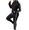 Vrouwen trainingspakken twee stukken set designer outfits slanke sexy Korean fluwelen rib stiksel vaste kleur ritsjack fakkels broeken 21 kleuren