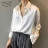 Dames Chemise Vintage À Manches Longues Blouse Femmes Mode Coréenne Satin Blouses Lâche Tops Bouton Up Plus Taille Blusas 11355 210417