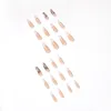 Falska naglar 24pcs vit fransk fjärilsmönster falsk full täckning lång kista lim diy manikyr nail art verktyg tryck på