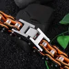 Bracelet masculin bracelets bracelets bangles tennis orange punk moto accessoires de chaîne en acier inoxydable bon cadeau pour la famille des amis