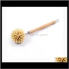 Brosses Organisation de ménage Accueil Jardin Drop Livraison 2021 Naturel en bois à long manche Pan Pot Plat Bol Lavage Remplacement Brosse Hea