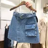 Nomikuma jeans saias mulheres coreano cinto de cintura alta saia causal bolso -aline mini demina primavera nova faldas mujer 6f404 210427