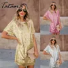 Rose Gold Sequin Dresses Woman Party Night Slim Short Sleeve Patchwork Bodycon Nightclub Mini Vintage Dress Vestido Lentejuuelas 210514