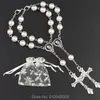 Party Favor Simplewoo First Communion Gifts Baptism Rosary Favors Recuerdos De Bautizo Quinceanera WHITE/SILV, Pack Of 12pcs