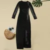 Macacões femininos macacão de cristal bonito vestido (preto) brilho oco lantejoulas magro malha macacão uma peça geral