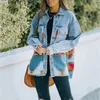 Женские куртки Casaco Jeans Feminino Longo Jaqueta Solta Casual Streetwear