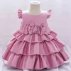 2021 formelle Taufe Kleid 1. Geburtstag Kleid für Baby Mädchen Kleidung Schleife Prinzessin Kleider Elegantes Partykleid Rückenfrei 1 2 5 Jahr G1129