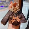 Mouse Design Car Keychain Favor Flower Bag Pendant Charm Jewelry Keyring Holder for Men Gift Fashion PU Leather Animal Key Chain Accessories