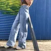 Taille haute jambe large Baggy Jeans 90s Cargo esthétique Pantalon surdimensionné Pantalon femmes automne bleu petit ami Pantalon Femme 210720