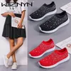 New Brand Women Flats Sneakers Crystal Fashion Bling Casual Slip on Sock Trainers Summer Autumn Walking Shoe Zapatillas Mujer Y0907