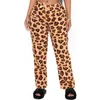 Losse mode luipaard patroon flare broek klassieke vintage trekkoord dierlijke print hoge taille lange wilde herfst 90s outfits dames capris
