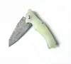 High Quality Jade Flipper Folding Knife VG10 Damascus Steel Blade Steels Sheet + G10 Handle Outdoor Camping Hiking Ball Bearing Fold Knives