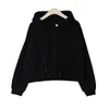 Autumn Zip-up Sweatshirts Solid Casual Korean Vintage Front Pocket Woman Hoodies Preppy Style Sudaderas 19195 210415