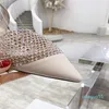 Designer Mesh Baotou Sandali Stiletto da donna 2021 Estate in vera pelle con strass Cinturino con fibbia con una sola parola Tacchi alti selvaggi