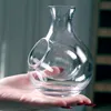 Clear Glass Pocket Carafe Flask الياباني البارد Saker Server Wine Decanter مع مقصورة الجليد للمطعم المنزلي 9 أوقية