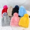 Chapéu de bebê grosso quente outono inverno menina menino beanie boné para crianças cor sólida crochet pompom infantil toddler bonnet chapéus