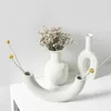 Nordic Ins Ceramic Table Flower Vase Art Vases White Vegetarian Ceramic Flower Pot Home Living Room Decorations Ornaments Crafts 210623