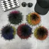 15cm Luxury Brand Fluffy Real Fox Ball Pompom Multicolor Äkta Fur Keychain Metal Ring Hängsmycke Väska För Kvinnor