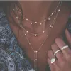 Ожерелья с подвесками, богемное многослойное ожерелье с луной и звездой для женщин, золотой цвет, 2021, винтажные подвески, чокеры с геометрией, ювелирные изделия, подарок