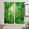 Perde Perdeler Tropikal Yağmur Ormanı Yeşil Yapraklar Pencere Perdeleri Oturma Odası Için Lüks Yatak Odası Tedavi Mutfak Kısa
