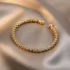 Bangle Simple Open Gold Alloy Bracelet For Women Ins Niche Design Korean Fashion Wedding Jewelry Luxury 2022