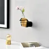 Vases American Wall Hanging Fist Arm Vase Transparent Glass Hydroponic Flower Arrangement Container Abstract Resin Crafts Decor