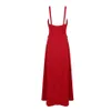 Free Women's Red Elegant Party Jumpsuit Sexy Spaghetti Strap Sans Manches Double Breasted Loose Flare 210524