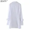 Zevity femmes élégant plis irrégulier blanc Mini chemise robe femme simplement décontracté mince robe Chic affaires vêtements DS4941 210603