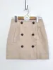 Automne Casual Court Kaki Double Trench-Coat Revers À Manches Longues Tops Mode Ensembles Mince Taille Haute Jupes Coréen Chic 210610