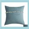 Bedding Supplies Textiles Home & Gardensolid Tassel Fringed Flanne Pillow Pure Color Household Sofa Pillows For Leaning On Sitting Room Deco