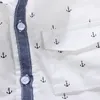 Koszulki dziecięce Drukowanie Kotwica Wzór Bawełna 100% Długi Sleeveed Boy Fit dla 3-11 lat Odzież dziecięca 220222