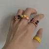 Kleine eend en beer ring eenvoudige schattige grappige ins matte textuur stapelen mannen vrouwen all-match sieraden accessoires