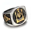 Rostfritt stål Vintage Masonic Rings Fraternity Fraternal Association Punk Hip Hop Mäns Masons Ring Jewel FreeMasonry Symbol Emblems Smycken Gåvor