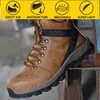 Anti-Smashing Sapatos de segurança Homens usam botas high-top deslizam À prova d 'água Óleo de trabalho Segurança Sapatos de proteção Mens inverno botas para trabalho 220125