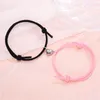 Attract Couples Bracelets Friend Bracelet Red Rope Weaving Heart-Shaped Magnet For Lovers Long-distance Jewelry Link Chain