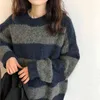 Unisex Mężczyźni Kobiety Swetry Paski Knit Swimper Sweter Retro Hip Hop Swetry Topy Oversize Lazy OAF Moda Pull Femme 211215