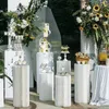4 ADET Parti Dekorasyon Kağıt Katlanır Silindir Kaide Vitrin Düğün DIY Tatlı Kek Masa Standı Sütunları Için