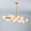 Современная стеклянная люстра белого золота светодиодные лампы для гостиной кухонный обеденный стол классические осветительные приспособления декоративные светильники Подвеска