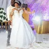 Ebi Aso 2022 Robe de mariée africaine avec col perlé paillettes Robe de Noiva Illusion manches longues dos nu grande taille robes de mariée es
